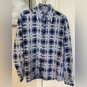 Bugatchi Uomo Men’s Shaped Fit Plaid/Abstract L/S Button Dress Shirt-Sz S-Worn2x